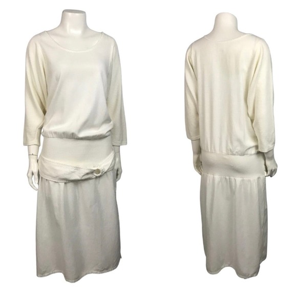 1980s G&S Skate White Cotton Sweater Dress Surf Beach Cover / Women’s Large * - Picture 3 of 4